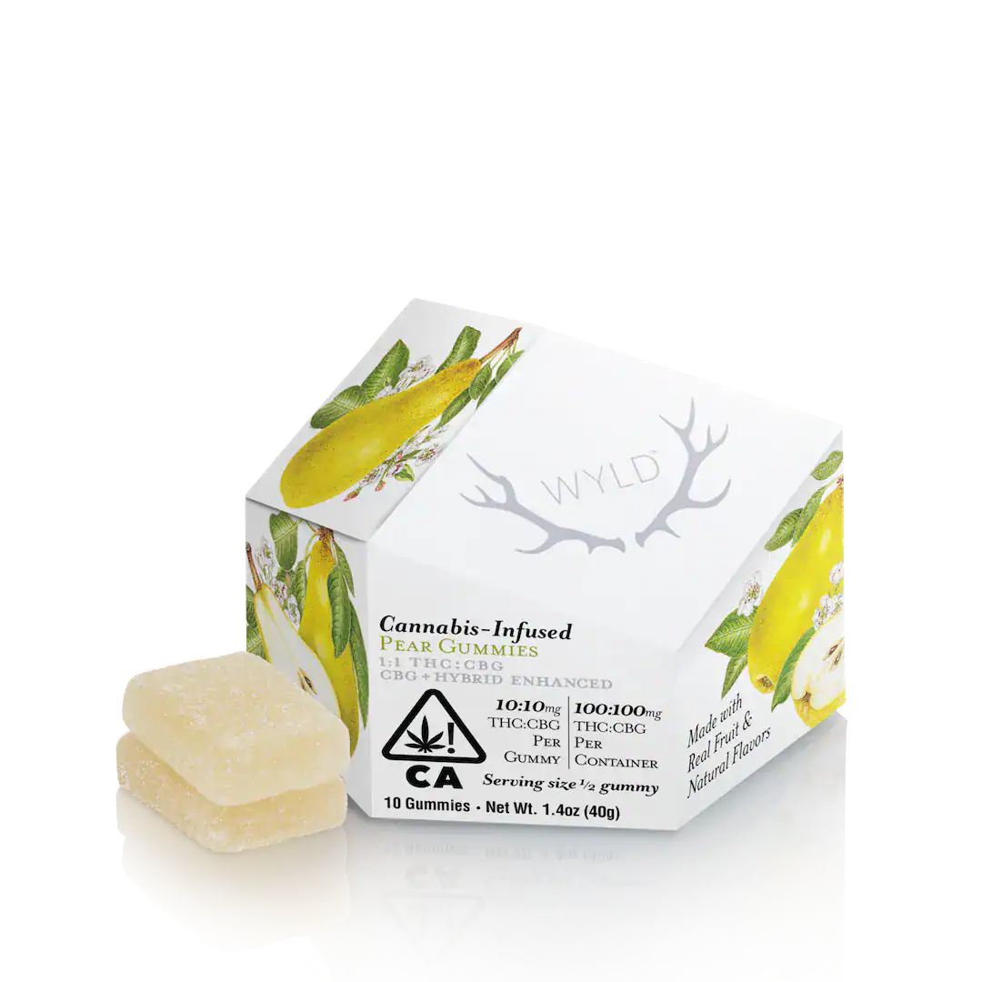 WYLD Pear 1:1 CBG + Hybrid Enhanced Gummies